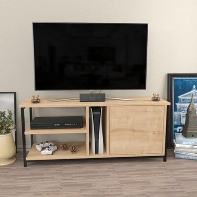 Hanah Home Industrial TV-stativ, Black & Oak, 120 x 35,3 x 50,8 cm 100% melaminbelagd partikelbräda, 18 mm tjock Snygg och funktionell för moderna vardagsrum Hanah Home Industrial TV-stativ, Black & Oak, 120 x 35,3 x 50,8 cm 100% melaminbelagd partikelbräda, 18 mm tjock Snygg och funktionell för moderna vardagsrum