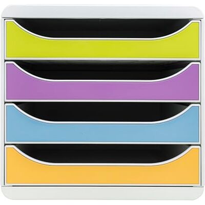 Exacompta Ref. 310909D BIG BOX Pop N'Co piedestal med 4 lådor för A4-dokument + Yttermått: Djup 34,7 x Bredd 27,8 x Höjd 26,7 cm Assorterad Exacompta Ref. 310909D BIG BOX Pop N'Co piedestal med 4 lådor för A4-dokument + Yttermått: Djup 34,7 x Bredd 27,8 x Höjd 26,7 cm Assorterad