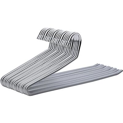 SONGMICS Förpackning med 20 metallbyxhängare med öppen ände och halkfri beläggning, platsbesparande, 38 cm bred, grå CRI04G-20 SONGMICS Förpackning med 20 metallbyxhängare med öppen ände och halkfri beläggning, platsbesparande, 38 cm bred, grå CRI04G-20