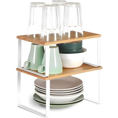Avilia Uppsättning av 2 Bambu- och metallhyllor 19,5 x 29,5 x 15,8 cm och 18,5 x 29,7 x 13,7 cm Platsbesparande hylla för användning av små utrymmen perfekt för kök, badrum och vardagsrum Kit Avilia Uppsättning av 2 Bambu- och metallhyllor 19,5 x 29,5 x 15,8 cm och 18,5 x 29,7 x 13,7 cm Platsbesparande hylla för användning av små utrymmen perfekt för kök, badrum och vardagsrum Kit