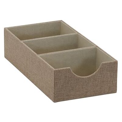 Household Essentials 722-1 djup låda med tre sektioner för förvaring 30 cm x 15,6 cm x 8 cm brun, polyester Household Essentials 722-1 djup låda med tre sektioner för förvaring 30 cm x 15,6 cm x 8 cm brun, polyester