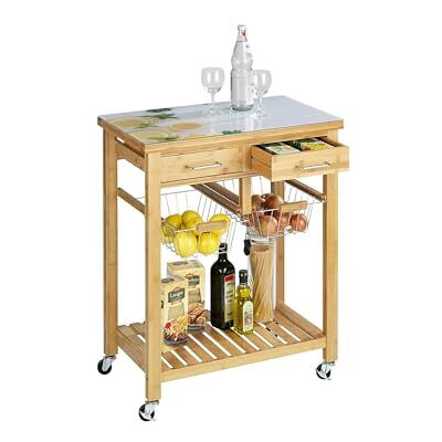Avilia Vagn Köksredskapshållare Serveringsställ, i bambu och metall, 69 x 88 x 40 cm, brun Avilia Vagn Köksredskapshållare Serveringsställ, i bambu och metall, 69 x 88 x 40 cm, brun