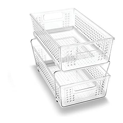 madesmart 2-nivåers organiserare, multifunktionell utskjutningsförvaring med handtag, 1-pack, plast, transparent madesmart 2-nivåers organiserare, multifunktionell utskjutningsförvaring med handtag, 1-pack, plast, transparent