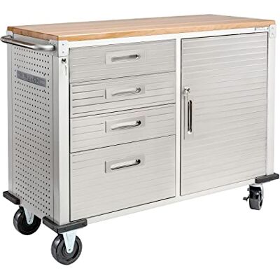 Seville Classics UltraHD rullande arbetsbänk med 4 lådor, för kontor, garage, verkstad, 121,9 x 50,8 x 95,2 cm, granit Seville Classics UltraHD rullande arbetsbänk med 4 lådor, för kontor, garage, verkstad, 121,9 x 50,8 x 95,2 cm, granit