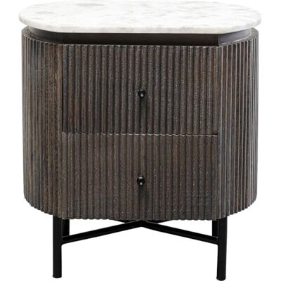 Kare Design Byrå Glenn, svart/brun, nattduksbord, hylla, mango massivt trä, marmor täckplatta, stålram, sovrum, 55 x 50 x 35 cm (H/B/T) Kare Design Byrå Glenn, svart/brun, nattduksbord, hylla, mango massivt trä, marmor täckplatta, stålram, sovrum, 55 x 50 x 35 cm (H/B/T)