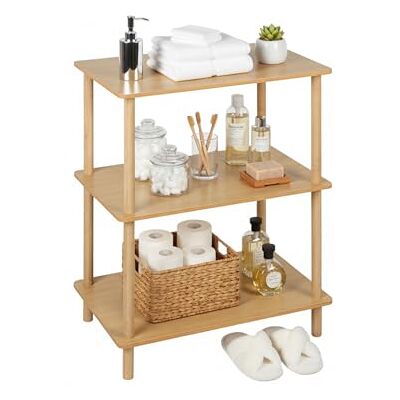 Relaxdays Fristående hylla med 3 nivåer, MDF och bambu, HxBxD: 79x60x40 cm, naturlig för badrum, vardagsrum, kök Relaxdays Fristående hylla med 3 nivåer, MDF och bambu, HxBxD: 79x60x40 cm, naturlig för badrum, vardagsrum, kök