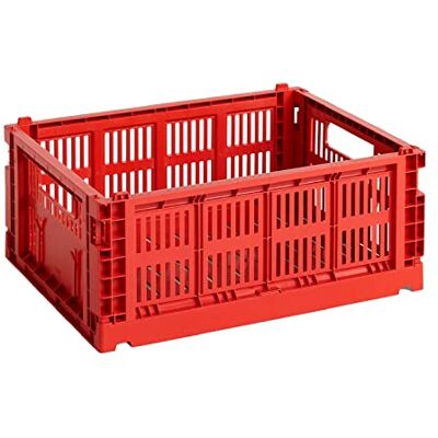 HAY Colour Crate Transportlåda M tillverkad av återvunnen polypropen i färgen röd, mått: 34,5 cm x 26,5 cm x 14 cm, 541462 HAY Colour Crate Transportlåda M tillverkad av återvunnen polypropen i färgen röd, mått: 34,5 cm x 26,5 cm x 14 cm, 541462