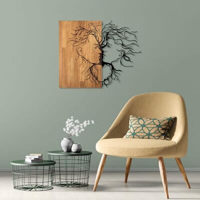 Wallity Snygga dekorativa väggtillbehör i trä, svart och valnöt, 96 x 3 x 79 cm 50% trä (3 cm) och 50% metall (1,5 mm) unik design för moderna utrymmen Wallity Snygga dekorativa väggtillbehör i trä, svart och valnöt, 96 x 3 x 79 cm 50% trä (3 cm) och 50% metall (1,5 mm) unik design för moderna utrymmen