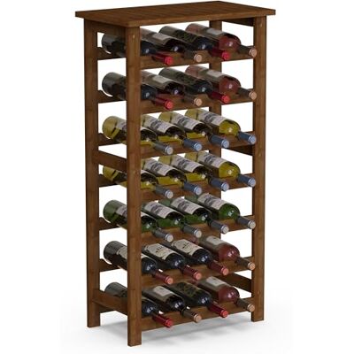 BAKAJI Vinkällare i bambu, trä med 28 fack för champagnevin, markflaskhållare, vinkällare för barhörnet, vardagsrum, kök, bistrot, restaurang, 47 x 29 x 93,5 cm (valnöt) BAKAJI Vinkällare i bambu, trä med 28 fack för champagnevin, markflaskhållare, vinkällare för barhörnet, vardagsrum, kök, bistrot, restaurang, 47 x 29 x 93,5 cm (valnöt)