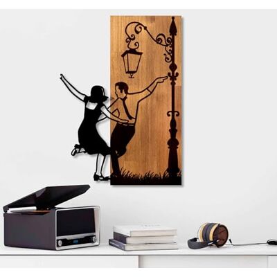 Wallity Elegant dekorativa väggtillbehör i trä, valnöt och svart, 42 x 58 x 3 cm 50% trä (3 cm) och 50% metall (1,5 cm) unik design för snygg heminredning Wallity Elegant dekorativa väggtillbehör i trä, valnöt och svart, 42 x 58 x 3 cm 50% trä (3 cm) och 50% metall (1,5 cm) unik design för snygg heminredning