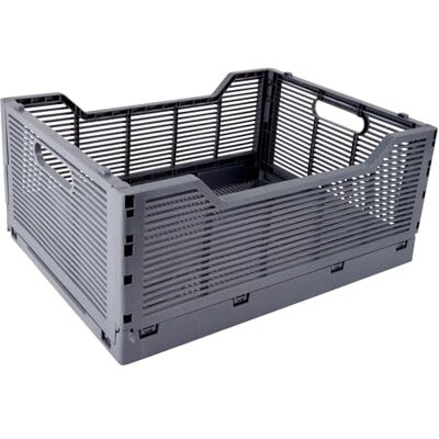 Homéa , Vikbar låda storlek L 40 x 30 x h. 17 cm stapelbar grå Homéa , Vikbar låda storlek L 40 x 30 x h. 17 cm stapelbar grå