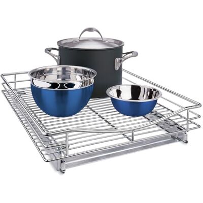 Lynk Professional Lynk Utdragbar hylla under skåp, metall, krom, 43 cm B x 53 cm D Lynk Professional Lynk Utdragbar hylla under skåp, metall, krom, 43 cm B x 53 cm D