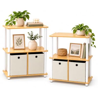 Furinno 2-99152BE Go Green 3-nivås 2-fack förvaringshylla med flera ändamål (uppsättning om 2) samtida 2-Pack Beech/White Furinno 2-99152BE Go Green 3-nivås 2-fack förvaringshylla med flera ändamål (uppsättning om 2) samtida 2-Pack Beech/White