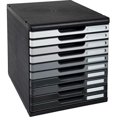 Exacompta Ref 302794D MODULO A4 Lådhurts med 10 stängda lådor för A4+ dokument Utvändiga mått: Djup 35 x Bredd 28,8 x Höjd 32 cm Svart/grå nyans Exacompta Ref 302794D MODULO A4 Lådhurts med 10 stängda lådor för A4+ dokument Utvändiga mått: Djup 35 x Bredd 28,8 x Höjd 32 cm Svart/grå nyans