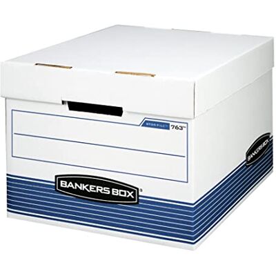 Bankers Box STOR/FILE Mediumarbetade förvaringslådor, snabbvikt, lyft-av-lock, brev/juridisk, värdepaket med 20 (0076315) Bankers Box STOR/FILE Mediumarbetade förvaringslådor, snabbvikt, lyft-av-lock, brev/juridisk, värdepaket med 20 (0076315)