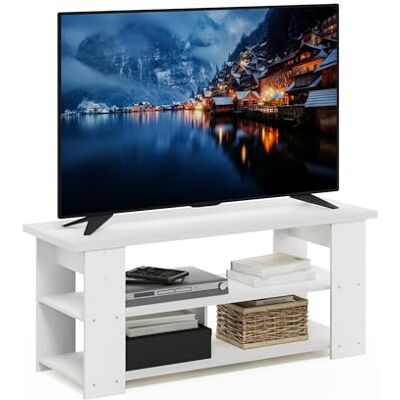 Furinno TV-stativ upp till 55-tum, konstruerat trä, vit Furinno TV-stativ upp till 55-tum, konstruerat trä, vit