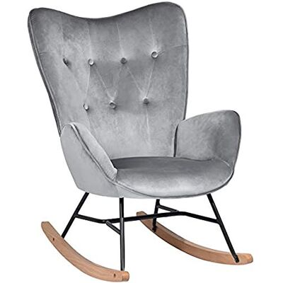 MEUBLE COSY EPPING VELVET DARK GREY gungstol fritid och vilostol vardagsrum matsal trämetallben, sammetsgrå, 68 x 87 x 98 cm MEUBLE COSY EPPING VELVET DARK GREY gungstol fritid och vilostol vardagsrum matsal trämetallben, sammetsgrå, 68 x 87 x 98 cm