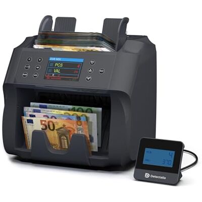 Detectalia V500 Professionellt sedelantal med värdefunktion för blandade sedlar – 5 valutor EUR, GBP, USD, CAD, MXN – 2 x CIS-sensor och serienummerigenkänning Detectalia V500 Professionellt sedelantal med värdefunktion för blandade sedlar – 5 valutor EUR, GBP, USD, CAD, MXN – 2 x CIS-sensor och serienummerigenkänning