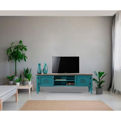 Hanah Home Stylish TV-enhet, Turquoise, 150 x 40 x 50 cm 100% MDF, 10 mm tjock, Spruce topp, hornbeam ben Modern design för vardagsrum och underhållningsplatser Hanah Home Stylish TV-enhet, Turquoise, 150 x 40 x 50 cm 100% MDF, 10 mm tjock, Spruce topp, hornbeam ben Modern design för vardagsrum och underhållningsplatser