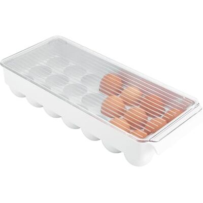 InterDesign iDesign Binz ägghållare, stor förvaringslåda för 21 ägg, tillverkad av BPA-fri plast, vit/klar InterDesign iDesign Binz ägghållare, stor förvaringslåda för 21 ägg, tillverkad av BPA-fri plast, vit/klar