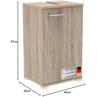 FACKELMANN Easy tvättställsunderskåp 40 cm ljusbrun/dekor Sonoma-ek – snygg och praktisk med gott om förvaringsutrymme, flexibelt dörrstopp, inklusive fötter – Made in Germany FACKELMANN Easy tvättställsunderskåp 40 cm ljusbrun/dekor Sonoma-ek – snygg och praktisk med gott om förvaringsutrymme, flexibelt dörrstopp, inklusive fötter – Made in Germany