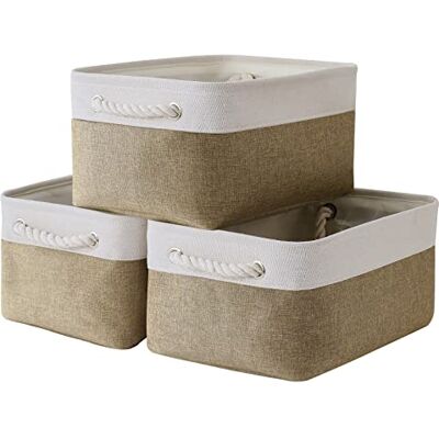 TheWarmHome Förvaringskorg för organisering – 35,5 x 25,4 x 17,78 cm, medium 3-pack hopfällbar förvaringsfack för hyllor med handtag, dukar förvaringsbox för organiseringskuber, tyg, presentleksak, TheWarmHome Förvaringskorg för organisering – 35,5 x 25,4 x 17,78 cm, medium 3-pack hopfällbar förvaringsfack för hyllor med handtag, dukar förvaringsbox för organiseringskuber, tyg, presentleksak,