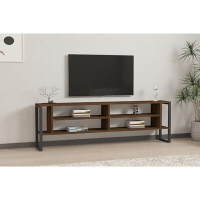 Hanah Home Snygg valnöt TV-stativ, 160 cm bred, 50,4 cm hög, 24,5 cm djup 100% melaminbelagd partikelbräda, 18 mm tjock ample hyllor & förvaring för moderna vardagsrum Hanah Home Snygg valnöt TV-stativ, 160 cm bred, 50,4 cm hög, 24,5 cm djup 100% melaminbelagd partikelbräda, 18 mm tjock ample hyllor & förvaring för moderna vardagsrum