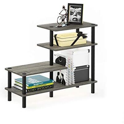 Furinno verktygslösa hyllor, trä, fransk ek grå/svart, en storlek Furinno verktygslösa hyllor, trä, fransk ek grå/svart, en storlek