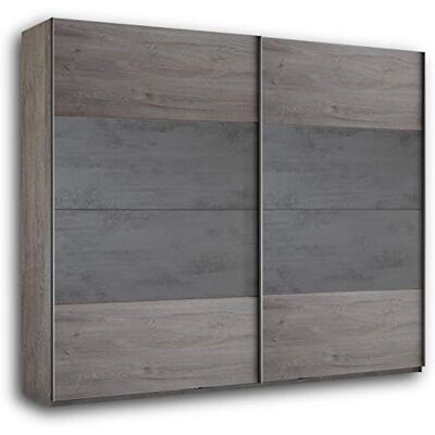 Stella Trading PALMA Elegant garderob med 2 dörrar med gott om lagringsutrymme – mångsidigt skjutdörrskåp i haveleklook, betongoxid – 271 x 210 x 60 cm (B/H/T) Stella Trading PALMA Elegant garderob med 2 dörrar med gott om lagringsutrymme – mångsidigt skjutdörrskåp i haveleklook, betongoxid – 271 x 210 x 60 cm (B/H/T)