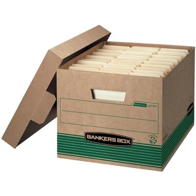 Bankers Box 20-pack STOR/File medeltät 100% återvunna arkivförvaringslådor, snabbvikt, lyft-av-lock, brev/juridisk, kraft/grön Bankers Box 20-pack STOR/File medeltät 100% återvunna arkivförvaringslådor, snabbvikt, lyft-av-lock, brev/juridisk, kraft/grön