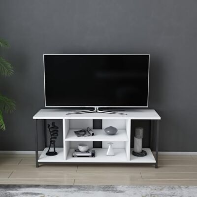 Hanah Home Stylish TV-stativ, svart och vit, 120 x 35 x 50,8 cm 100% melaminbelagd partikelbräda, 18 mm tjock hållbar metallram, modern design för vardagsrum Hanah Home Stylish TV-stativ, svart och vit, 120 x 35 x 50,8 cm 100% melaminbelagd partikelbräda, 18 mm tjock hållbar metallram, modern design för vardagsrum