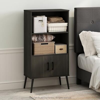 Furinno MIDCENTURY förvaringsskåp, 3 nivåer accentskåp med öppna hyllor, stängt skåp, träben, organisation och förvaring, för vardagsrum, hemmakontor, espresso Furinno MIDCENTURY förvaringsskåp, 3 nivåer accentskåp med öppna hyllor, stängt skåp, träben, organisation och förvaring, för vardagsrum, hemmakontor, espresso