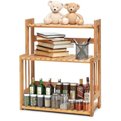 Avilia Bambuhylla 3 hyllor 42 x 18 x 53 cm – utrymmesbesparande organisatör med flera användningsområden – kapacitet 20 kg – stabil och miljövänlig enkel montering – för badrum, kök eller kontor Avilia Bambuhylla 3 hyllor 42 x 18 x 53 cm – utrymmesbesparande organisatör med flera användningsområden – kapacitet 20 kg – stabil och miljövänlig enkel montering – för badrum, kök eller kontor