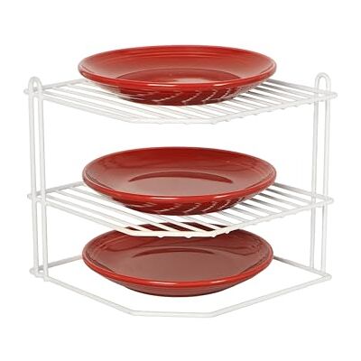 Buckingham - 3 Tier Corner Plate Rack - Vit Buckingham - 3 Tier Corner Plate Rack - Vit