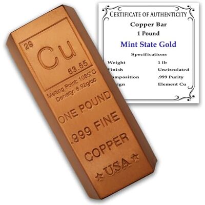 MINT STATE GOLD Koppar tacka pappersvikt, 0,45 g., 999 ren kemi element design med äkthetscertifikat av MINT STATE GOLD Koppar tacka pappersvikt, 0,45 g., 999 ren kemi element design med äkthetscertifikat av