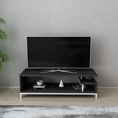 Hanah Home skandinavisk TV-stativ, 120 cm, vit och antracit 100% melaminbelagd partikelbräda, 18 mm tjock Snygg och funktionell för moderna vardagsrum Hanah Home skandinavisk TV-stativ, 120 cm, vit och antracit 100% melaminbelagd partikelbräda, 18 mm tjock Snygg och funktionell för moderna vardagsrum