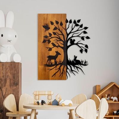 Wallity Elegant dekorativa väggtillbehör i trä, valnöt och svart, 46 x 58 x 3 cm 100% trä (3 cm) och metall (1,5 mm) unik design för snygg heminredning Wallity Elegant dekorativa väggtillbehör i trä, valnöt och svart, 46 x 58 x 3 cm 100% trä (3 cm) och metall (1,5 mm) unik design för snygg heminredning