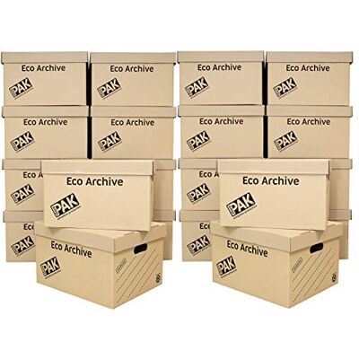 StorePAK Eco Archive 20-pack/förvaring kartonglådor och lock lätt att montera, hemförvaring, kontor och flytthus, 33 liter H 26 x B 34 x D 43 cm StorePAK Eco Archive 20-pack/förvaring kartonglådor och lock lätt att montera, hemförvaring, kontor och flytthus, 33 liter H 26 x B 34 x D 43 cm
