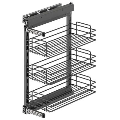Emuca Utdragbar vagn, mjukstängning, modul 300mm, Stål, Antracitgrå Emuca Utdragbar vagn, mjukstängning, modul 300mm, Stål, Antracitgrå
