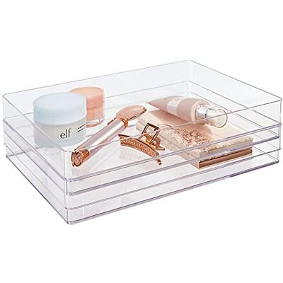 STORi SimpleSort Stapelbar förvaringslåda i transparent plast, rektangulära fack, breda förvaringslådor för smink, skrivbordsorganiserare, tillverkad i USA, 30,5 x 22,9 x 5 cm, 2-pack STORi SimpleSort Stapelbar förvaringslåda i transparent plast, rektangulära fack, breda förvaringslådor för smink, skrivbordsorganiserare, tillverkad i USA, 30,5 x 22,9 x 5 cm, 2-pack