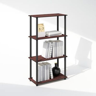 Furinno TURN-TUBE bokhylla, bokhylla med 4 nivåer, bokhylla med mångsidigt kompakt displayställ, 29,46 x 59,94 x 109,73 cm, för vardagsrum, sovrum, hemmakontor, mörkt körsbär/svart Furinno TURN-TUBE bokhylla, bokhylla med 4 nivåer, bokhylla med mångsidigt kompakt displayställ, 29,46 x 59,94 x 109,73 cm, för vardagsrum, sovrum, hemmakontor, mörkt körsbär/svart