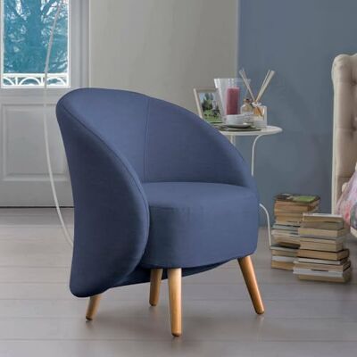 Dmora Fauteuil Annarella, Fauteuil lounge design, 100% Made in Italy, Fauteuil relaxant en tissu rembourré, 70x60h80 cm, Bleu Dmora Fauteuil Annarella, Fauteuil lounge design, 100% Made in Italy, Fauteuil relaxant en tissu rembourré, 70x60h80 cm, Bleu