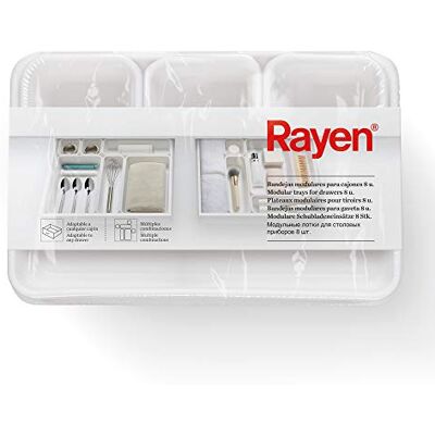 Rayen Modulära lådor 8 u, Vit, Mått: 3 st.: 8 x 7,5 x 4,5 cm. / 3 st.: 23,3 x 8 x 4,5 cm. / 2 st.: 23,5 x 16 x 4,5 cm Rayen Modulära lådor 8 u, Vit, Mått: 3 st.: 8 x 7,5 x 4,5 cm. / 3 st.: 23,3 x 8 x 4,5 cm. / 2 st.: 23,5 x 16 x 4,5 cm