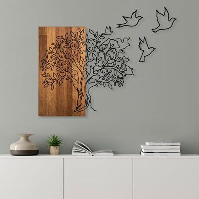Wallity Elegant dekorativa väggtillbehör i trä, valnöt och svart, 61 x 58 cm 100% trä (3 cm) och metall (1,5 mm) Easy Wall Mounting, snygg heminredning Wallity Elegant dekorativa väggtillbehör i trä, valnöt och svart, 61 x 58 cm 100% trä (3 cm) och metall (1,5 mm) Easy Wall Mounting, snygg heminredning