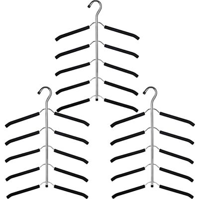 JFFLYIT Blus trädhängare flera lager klädhängare 3-pack 5 i 1 halkfri platsbesparande garderobsorganisatör rostfritt stål skjorta hängare rockar hängare (svart) JFFLYIT Blus trädhängare flera lager klädhängare 3-pack 5 i 1 halkfri platsbesparande garderobsorganisatör rostfritt stål skjorta hängare rockar hängare (svart)