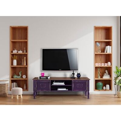 Hanah Home Snygg lila TV-enhet, 150 cm bred, 40 cm hög, 50 cm djup 100% MDF med Spruce Top & Hornbeam-ben Modern design för vardagsrum och underhållningsplatser Hanah Home Snygg lila TV-enhet, 150 cm bred, 40 cm hög, 50 cm djup 100% MDF med Spruce Top & Hornbeam-ben Modern design för vardagsrum och underhållningsplatser