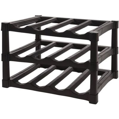 WELL HOME MOBILIARIO & DECORACIÓN Well Home 3-lagers stapelbar PP vinställ i svart färg för 12 flaskor 39 x 30 x H25 cm WELL HOME MOBILIARIO & DECORACIÓN Well Home 3-lagers stapelbar PP vinställ i svart färg för 12 flaskor 39 x 30 x H25 cm
