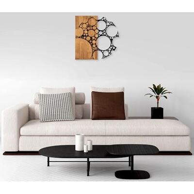 Wallity Elegant dekorativa väggtillbehör i trä, 58 x 58 cm, valnöt och svart 50% trä (3 cm) & metall (1,5 mm) unik textur och färgvariationer Wallity Elegant dekorativa väggtillbehör i trä, 58 x 58 cm, valnöt och svart 50% trä (3 cm) & metall (1,5 mm) unik textur och färgvariationer