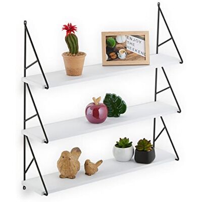Relaxdays Vägghylla, 3 hyllor, MDF och järn, H x B x D: 60 x 60 x 15 cm, vägghylla vardagsrum, dekorativ hylla, vit/svart Relaxdays Vägghylla, 3 hyllor, MDF och järn, H x B x D: 60 x 60 x 15 cm, vägghylla vardagsrum, dekorativ hylla, vit/svart