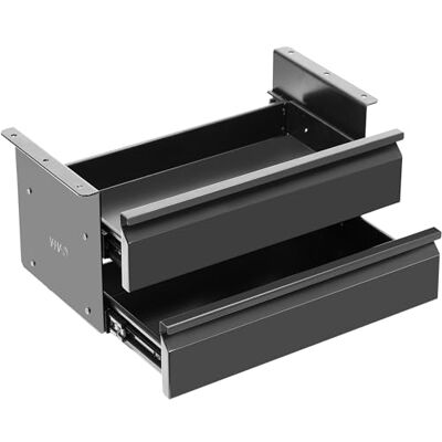 VIVO 40,6 cm (16 tum) underskrivbordsmonterad, glidande utdragbar låduppsättning med dubbla nivåer för kontorsskrivbord, vertikalt staplad förvaringsorganisatör för sittstativ arbetsstation, svart, VIVO 40,6 cm (16 tum) underskrivbordsmonterad, glidande utdragbar låduppsättning med dubbla nivåer för kontorsskrivbord, vertikalt staplad förvaringsorganisatör för sittstativ arbetsstation, svart,